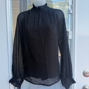 NWOT Elegant Black Sheer Blouse